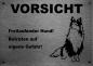 Preview: Edelstahl Warnschild Sheltie VORSICHT Freilaufender Hund! Betreten auf eigene Gefahr!